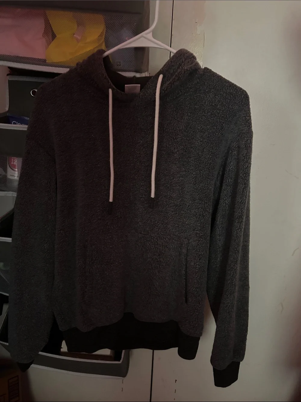Men's Dark Gray Crewneck Hooded Terry Pullover Sweater